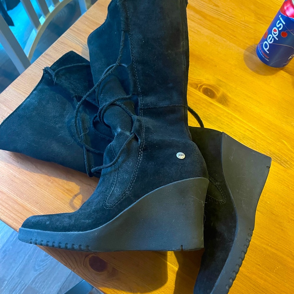 Fur lined ugg wedge boots